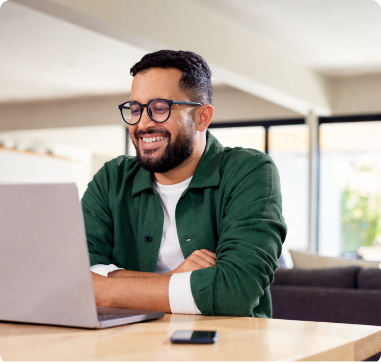 Person taking an online clinical screening assessment